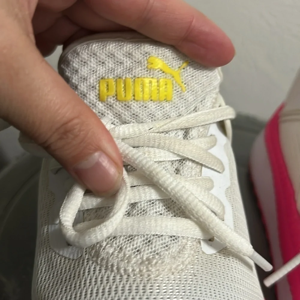 Puma White and Pink Lemonade Soft Foam Sneaker’s